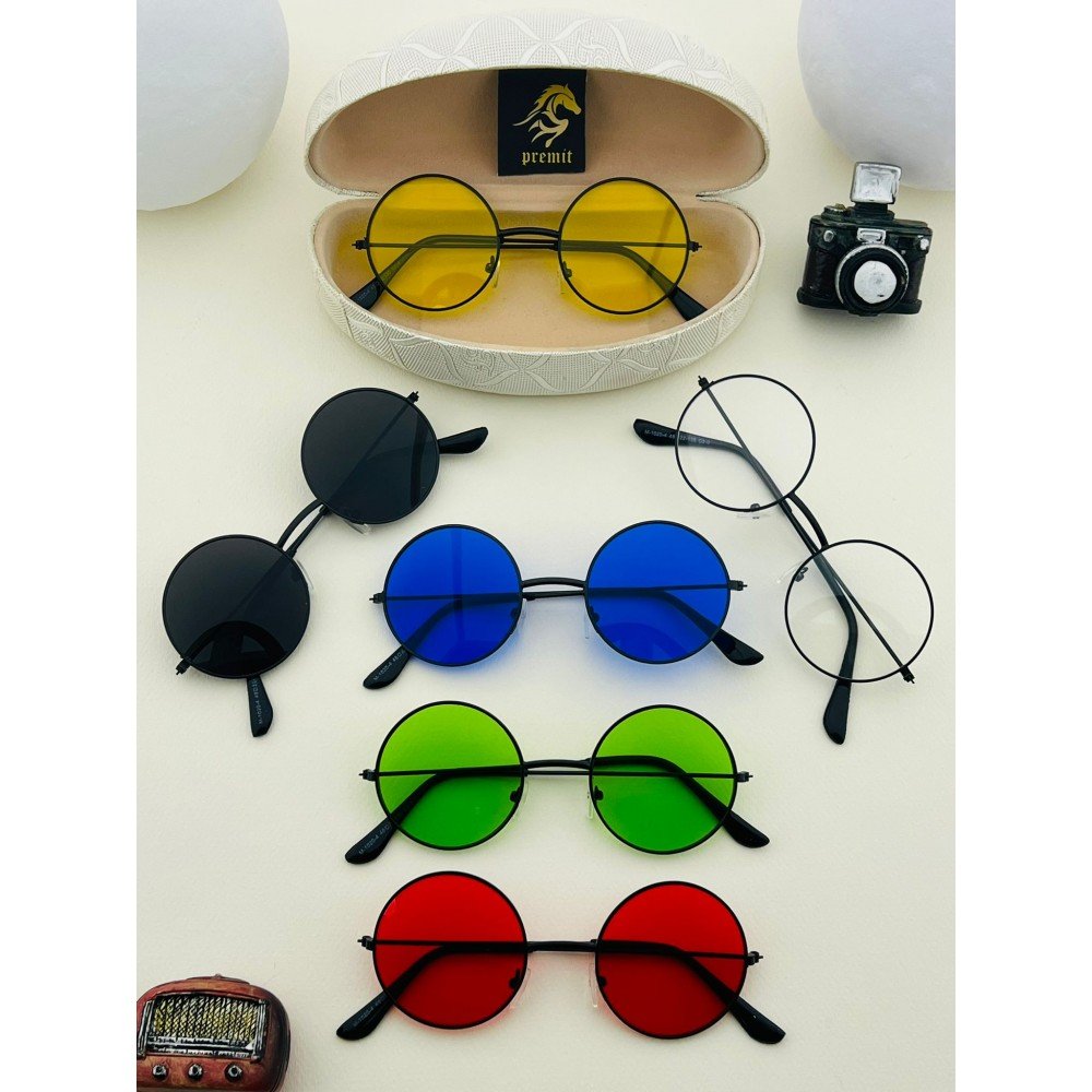 Yuvarlak Renkli Cam Unisex Güneş Gözlüğü UMD1
